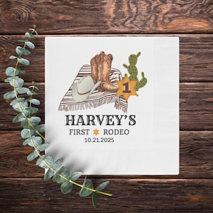 Personalized Rodeo Napkins, Western Theme Party Decor, Cowboy First Birthday Napkins, Celebration Tableware, Custom Western Event Supplies