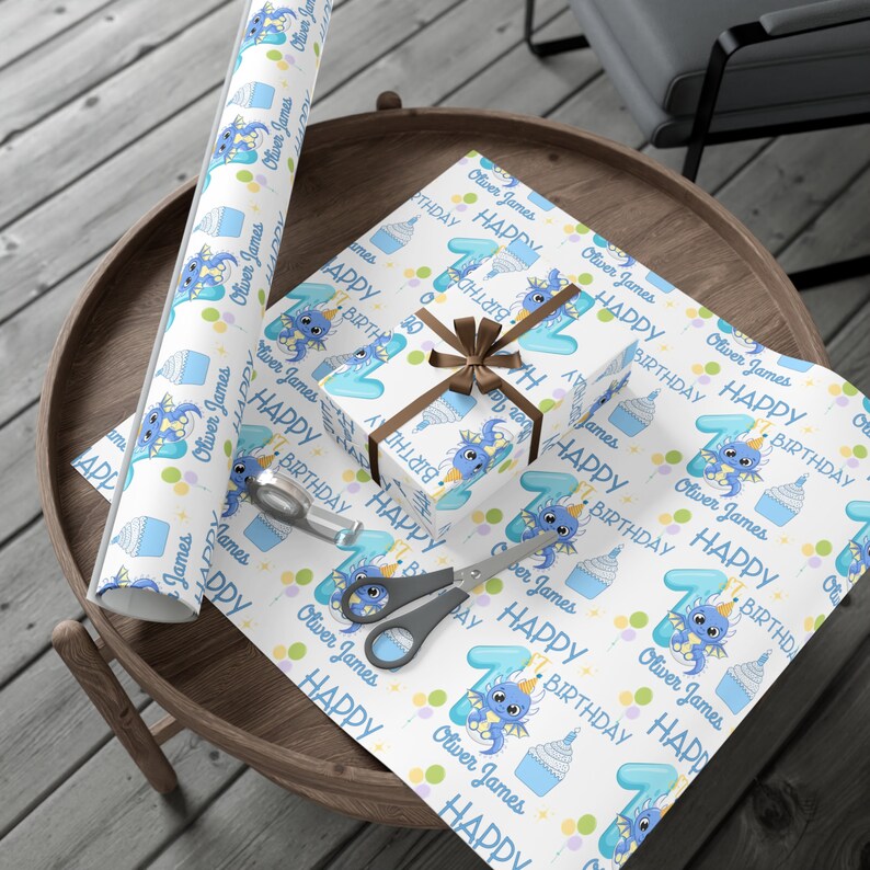 Custom Gift Wrap Papers With Name, Personalization Baby Dragon Wrapping ...