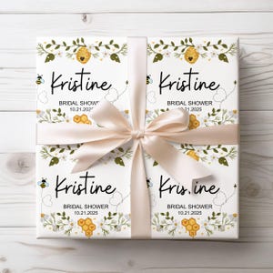 Papel de regalo personalizado para despedida de soltera con diseño de abeja: Papel de regalo floral