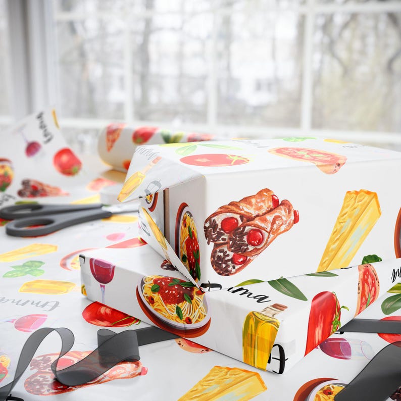 Personalized Italian Food Wrapping Paper: Culinary Gift Wrap - Etsy