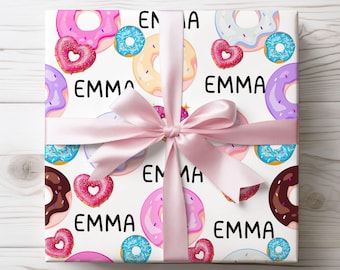 Personalized Donut Wrapping Paper: Custom Birthday Gift Wrap
