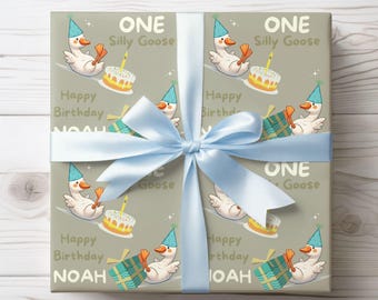 Personalized Silly Goose 1st Birthday Wrapping Paper