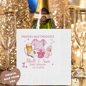 Servilletas de baño Huggies y Chuggies para baby shower / Servilletas de fiesta personalizadas