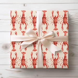 Lobster Print Gift Wrap Papers, Unique Wrapping Paper for Seafood Lovers, Birthday, Holiday, and Party Celebrations, Fisherman Gifts
