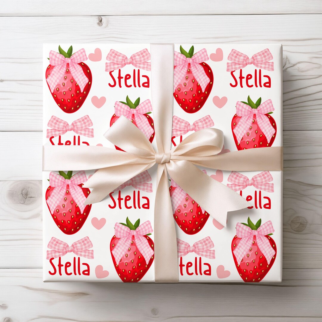 Gooseberry Wrapper Custom Strawberry Gift Wrap Papers, Personalized Wrapping Sheets for ...