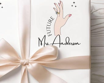 Custom Future Mrs Wrapping Paper, Bridal Shower Gift Wrap, Engagement Ring, Luxury Personalized Gift Eco Friendly, Engagement Party Favor