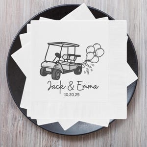 Golf Cart Napkins Personalized Party Decor Engagement Celebration Fun Wedding Accessory Unique Reception Retirement Luncheon/Cocktail Napkin