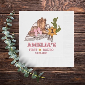 Personalized Rodeo Napkins for Celebrations, First Cowgirl Birthday Party Decor, Custom Table Decor, Western Theme Event Supplies, Unique