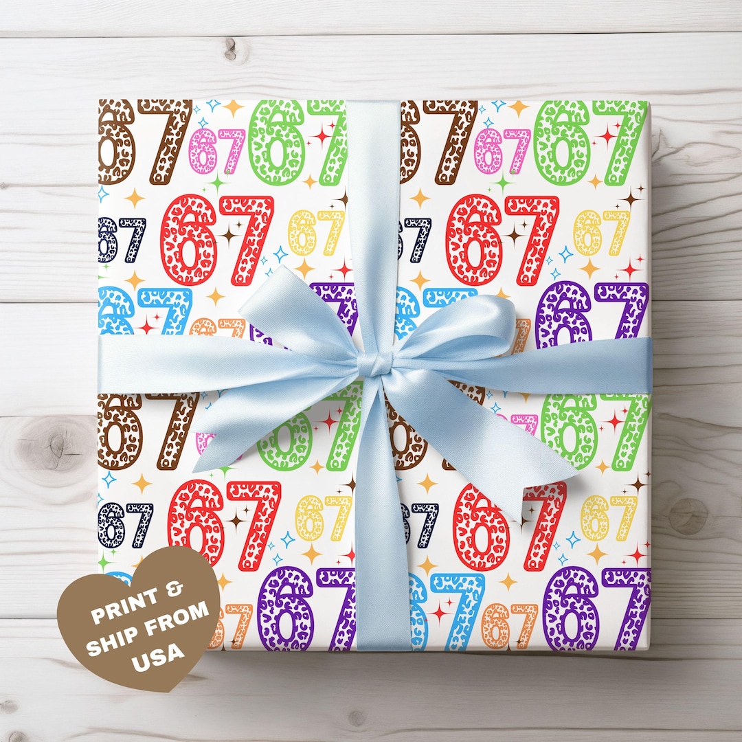 Colorful Number 67 Gift Wrap Papers | Birthday Wrapping Paper - Etsy