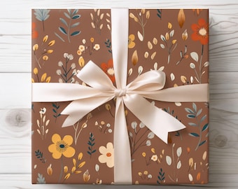 Rustic Floral Gift Wrap: Eco-Friendly Brown Paper