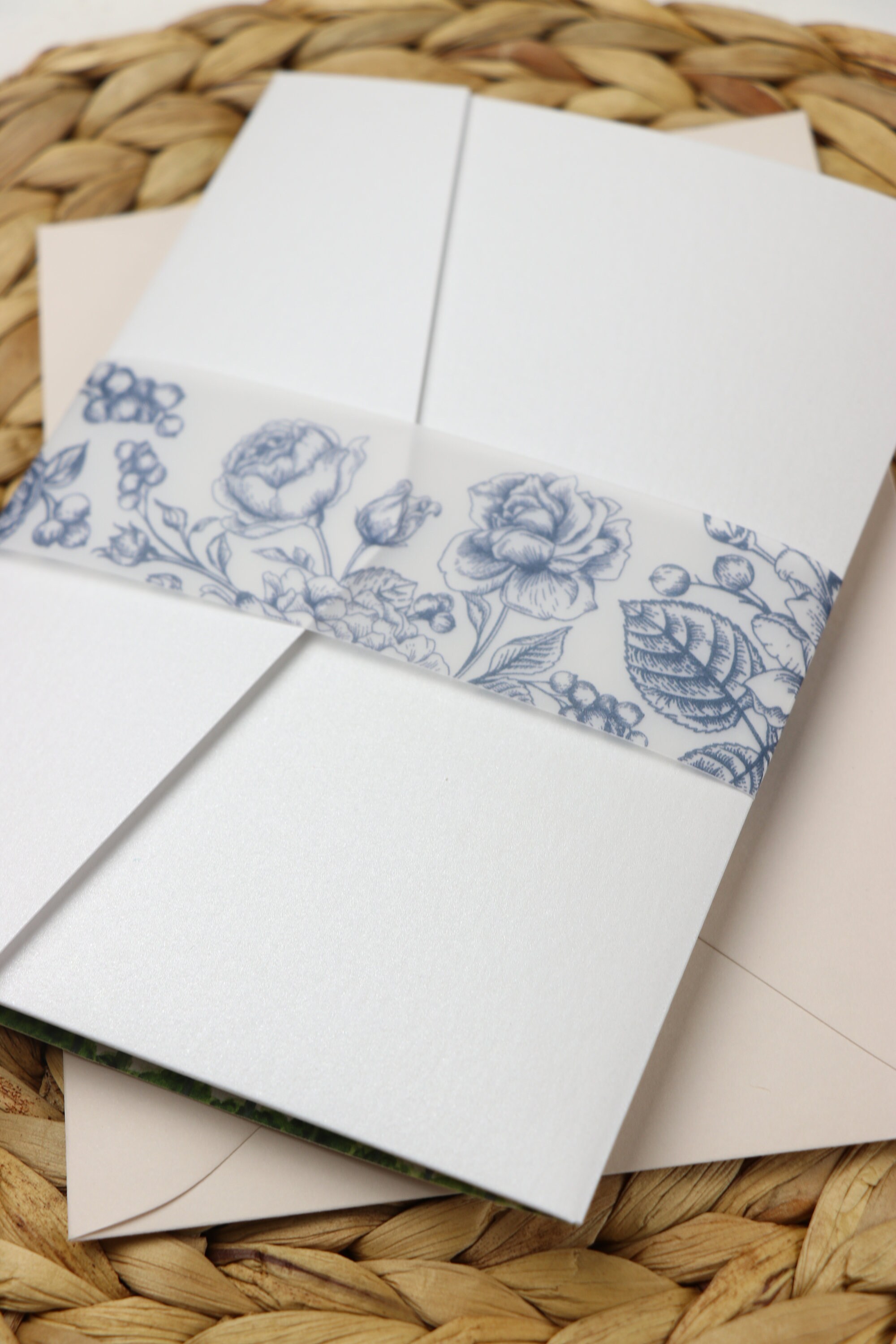 Navy Blue Rose Belly Bands Printable Belly Bands Garden Wedding Invite ...