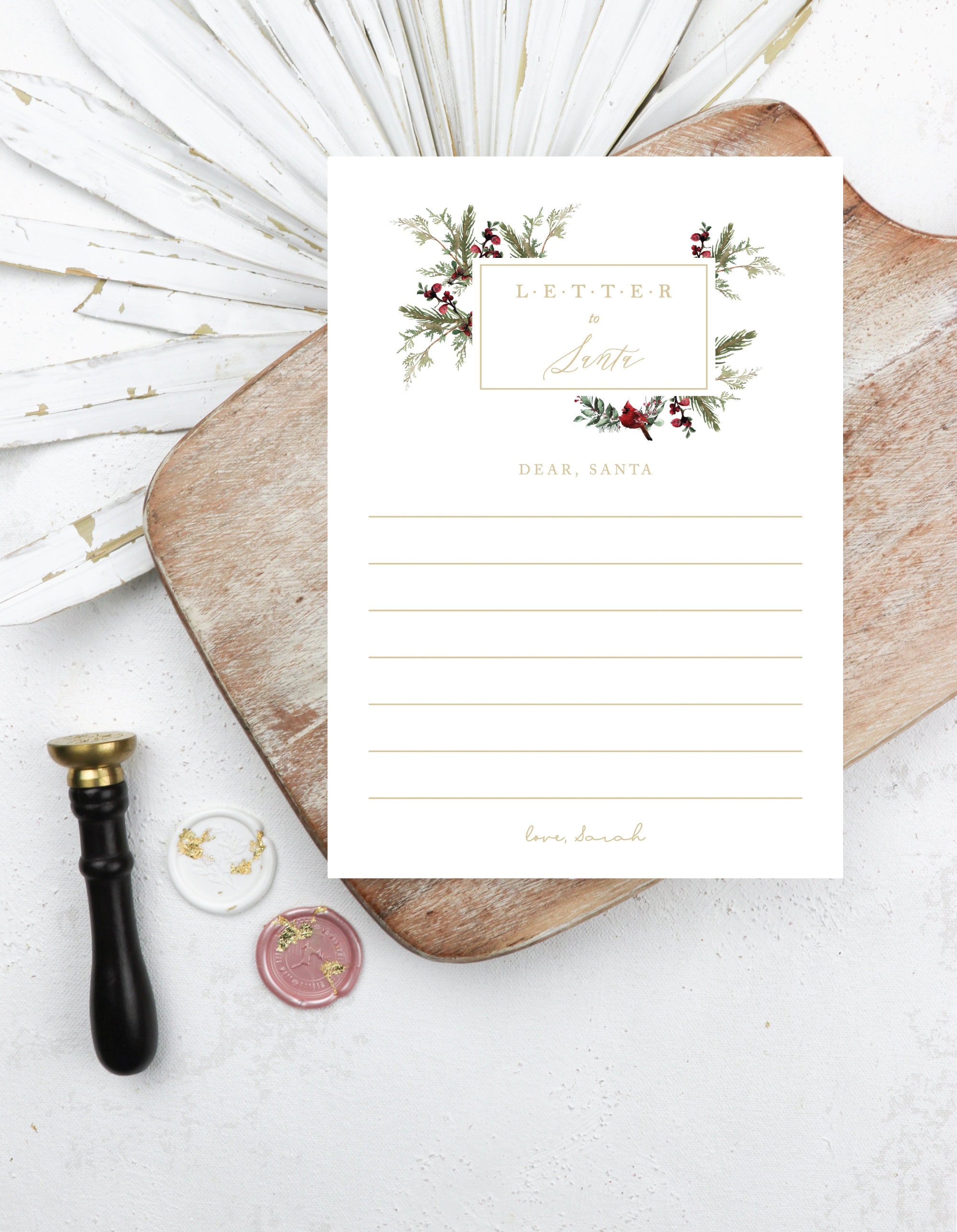 Personalized Letter to Santa Template Holiday Card Template Digital ...