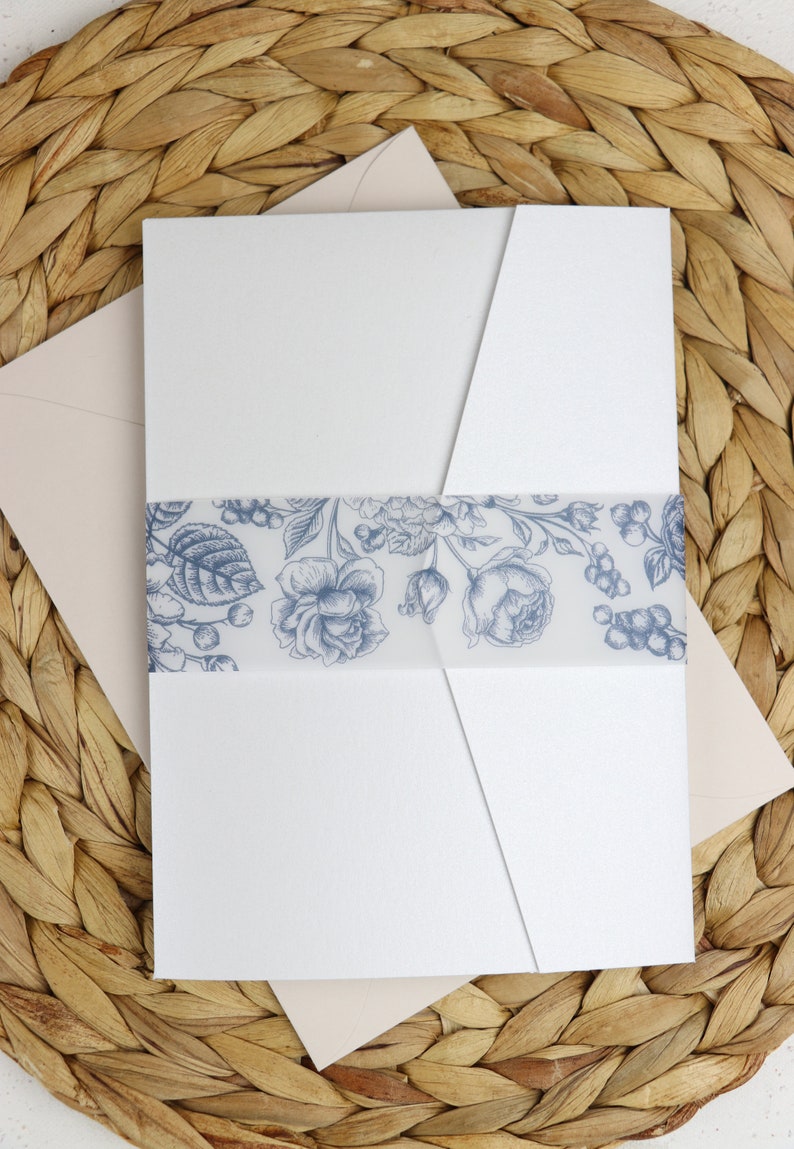Navy Blue Rose Belly Bands Printable Belly Bands Garden Wedding Invite ...