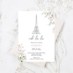Eiffel Tower Kids Birthday Invite Template | Digital Download Birthday ...