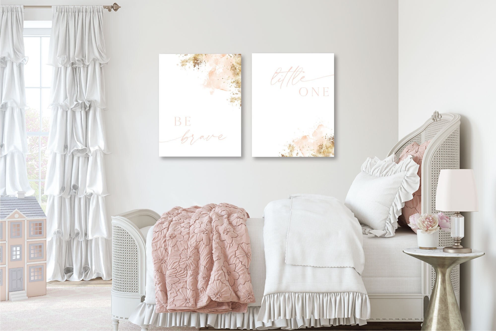 Digital Download Pink and Gold Nursery Wall Art Set Be Brave Boho