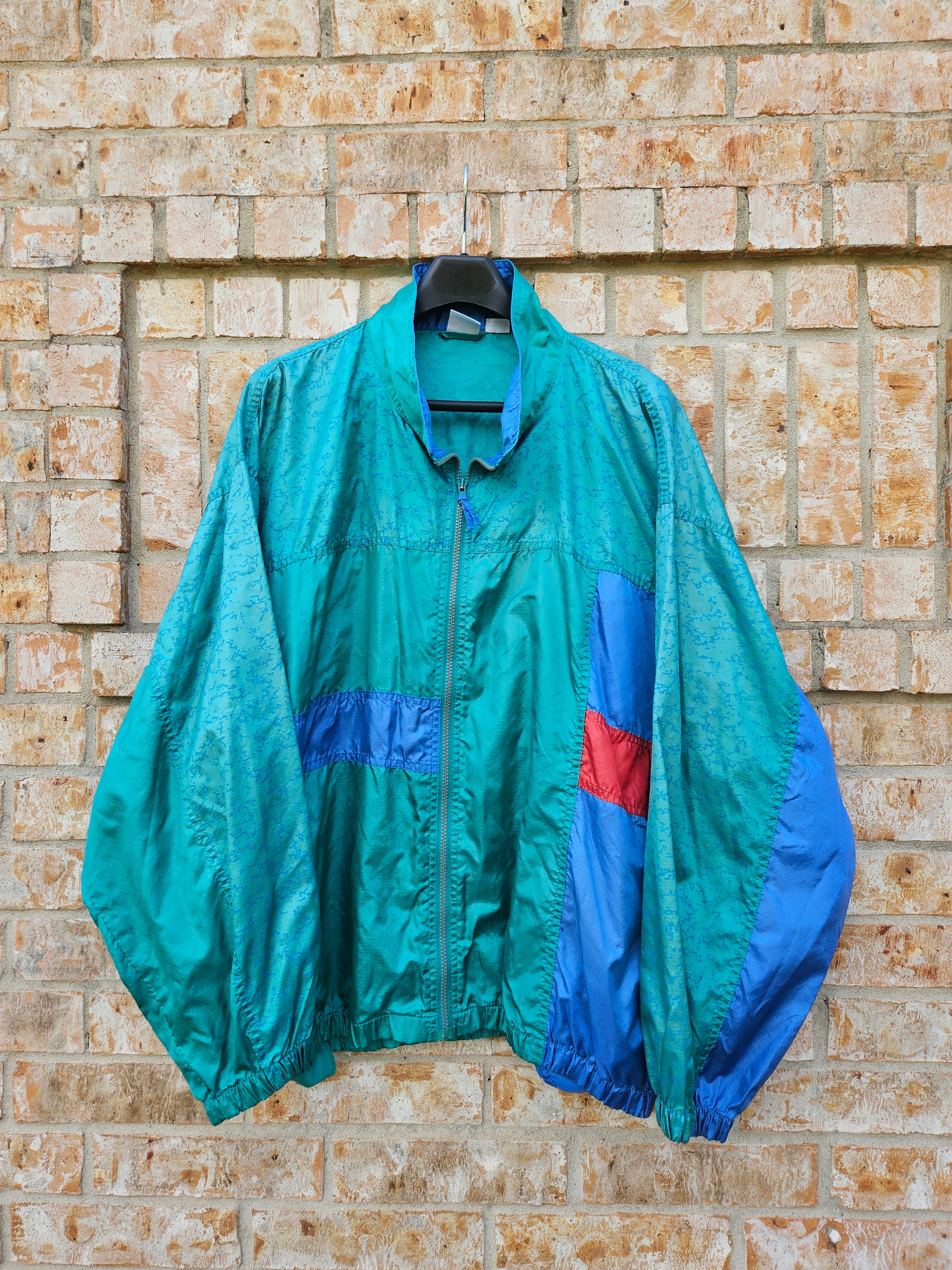 80s Pro Spirit Windbreaker Jacket - Asymmetric Color Block