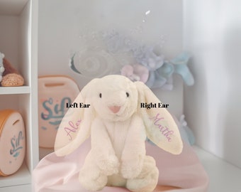 Personalized Plush Bunny, Embroidered Cotton Stuffed Animal, Baby Shower Gift