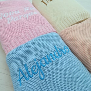 Personalized Custom Baby Name Blanket, Embroidered  Blanket With Name, Personalized Gift Baby Girl stroller Blanket, Minky Knit Baby Blanket