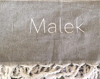 Personalized Turkish Beach Towel: Embroidered Cotton Peshtemal Gift