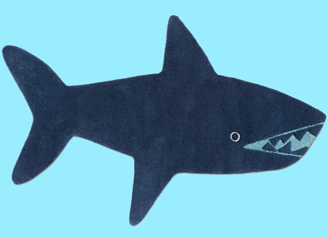 Hand-tufted Wool Shark Rug: Coastal Kids Room Carpet - Etsy