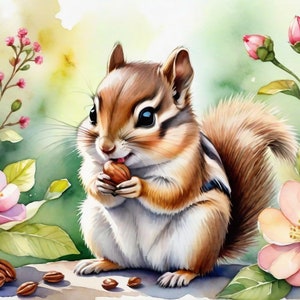 Chipmunks Digital Clipart - 5 High Quality JPGs - Digital Planner, Wallpapar, Wall Hanging, Printable, Instant Downloadable, Mugs,Decoration