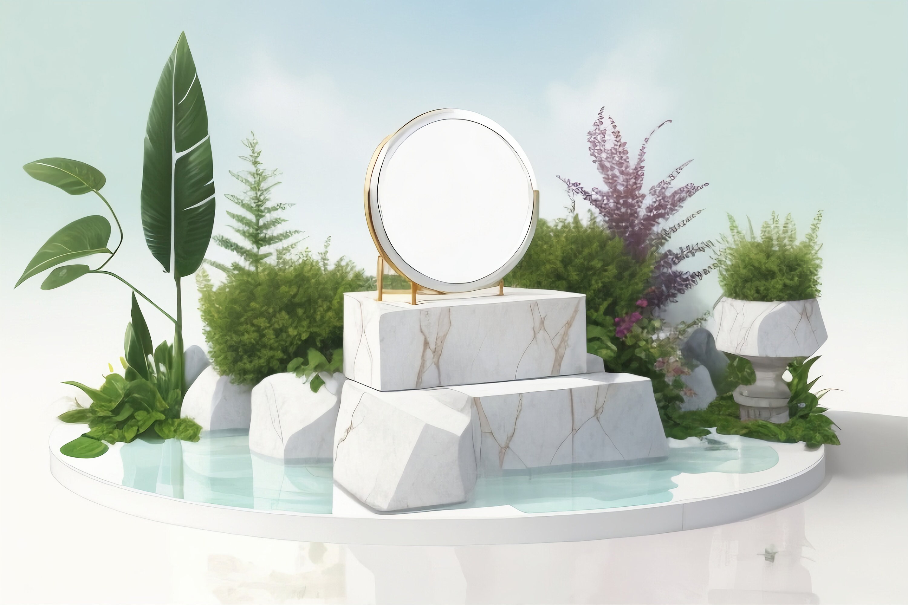 Instant Downloadable 5 Beautiful White Stone Podium Art For Decoration- Wallpaper/Wall Hanging/Printable. High Quality 6144x4096 Clipart.