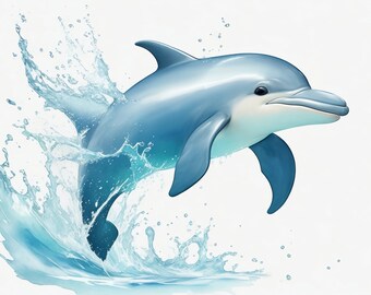 Instant Downloadable 5 Beautiful Dolphin Art For Decoration- Wallpaper/Wall Hanging/Printable. High Quality 4096x3072 Digital Clipart.