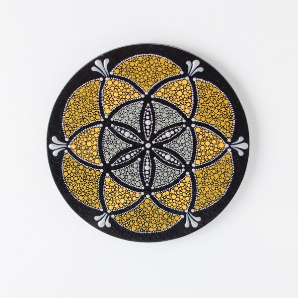 6 Inch Hand Painted Mandala Refrigerator Magnet/Dot Art