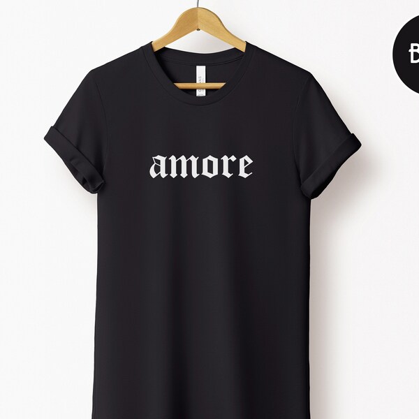 Amore T-shirt, Amore Shirt, Love T-shirt, Romantic Graphic Tee, Italian Slogan T-shirt, Italy Lover Gift, Love Shirt, Premium Unisex T-shirt