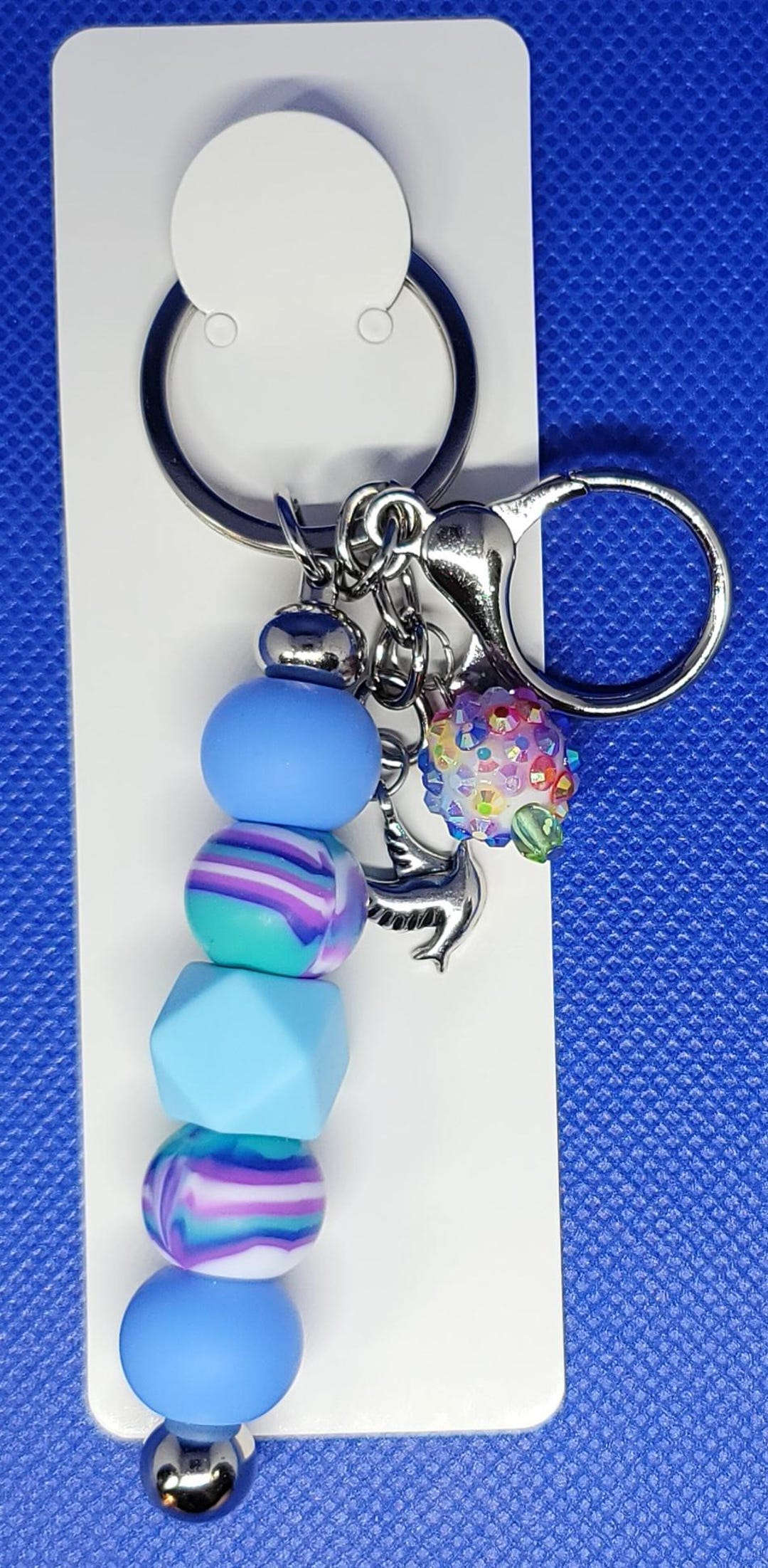 Dangle Chain Keychain Blue Dangle Keychain - Etsy
