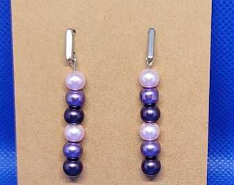Purple Pearled Earrings