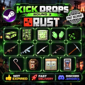 Rust Drops Kick Round 3 Set completo | Paquete de 15 artículos | Entrega digital instantánea