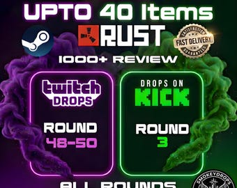 Rust Twitch Drops & Kick Drops All Rounds | Rust Game Items Skin Bundle, Fast Delivery