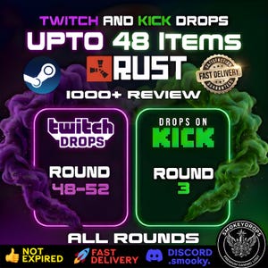 Rust Twitch Drops & Kick Drops All Rounds | Rust Game Items Skin Bundle, Fast Delivery