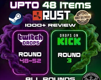Rust Twitch Drops et Kick Drops pour toutes les manches | Pack d'objets et de skins pour le jeu Rust, livraison rapide