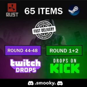 Rust Twitch & Kick Drops Todas las rondas disponibles (44, 45, 46, 47, 48) (1 + 2) | Entrega rápida