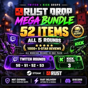 Rust Drops Bundel Twitch 50-53 + Kick Ronde 3 | 52 items | Directe levering