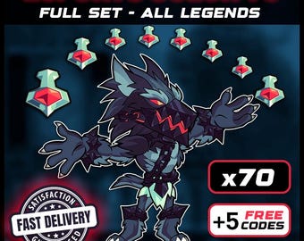 Brawlhalla – V6 70x Color Codes + 5 Free Bonus | Full Legends Set | Instant delivery