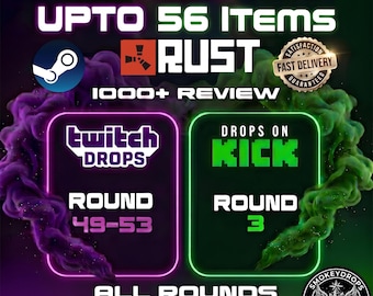 Rust Drops Twitch + Kick Bundle ラウンド49-53 + Drops ラウンド3 | 即時配信 | 56アイテム