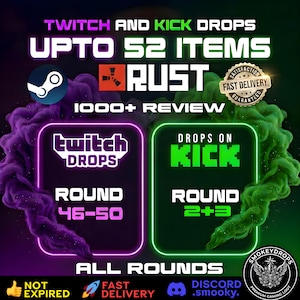 Rust Twitch Drops & Kick Drops All Rounds | Rust Game Items Skin Bundle, Fast Delivery