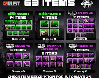 Rust MEGA 63 Item Bundle  Twitch Drops + Kick Drops (Twitch Rounds 45-49 + Kick Rounds 1-2) | Fast Delivery