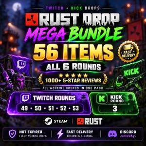 Rust Drops Bundle Twitch 49-53 + Kick Round 3 | 56 items | Instant delivery