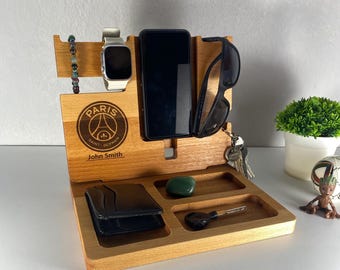 Organizador de escritorio personalizado, regalo especial estilo París en azul y rojo, decoración de oficina única para los aficionados más fieles, diseño inspirado en París.