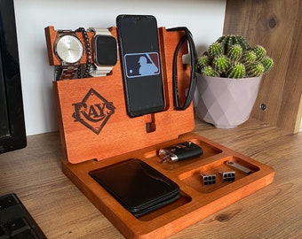 Beech Wood Phone Stands, Personalized Docking Station, Wooden Control Stands, Anniversary Gift for My Husband, Birthday Gift for My Dad