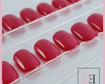 reusable gel false nails 24 capsules square extra short dark pink
