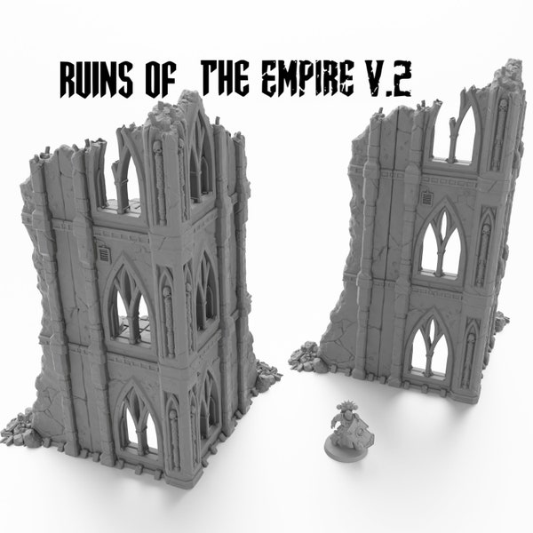 Rovine gotiche del terreno 40k dell'Emipre - Torre modulare fantascientifica a tema Warhammer per giochi da tavolo