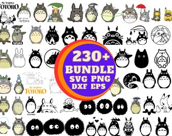 Mon voisin Totoro SVG Bundle, Png, Svg, Dxf, Eps, fichiers numériques, téléchargement immédiat