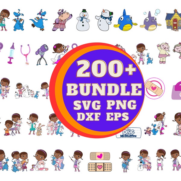 Doc McStuffins Svg Bundle, Png, Svg, Dxf, Eps, fichiers numériques, fichiers instantanés