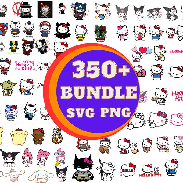 Kawaii Kitty Svg Bundle, SVG, PNG, archivos digitales, descarga instantánea