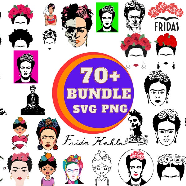 Frida Kahlo Svg Bundle, SVG, PNG,  Birthday, Digital Files For Cricut, Instant Download